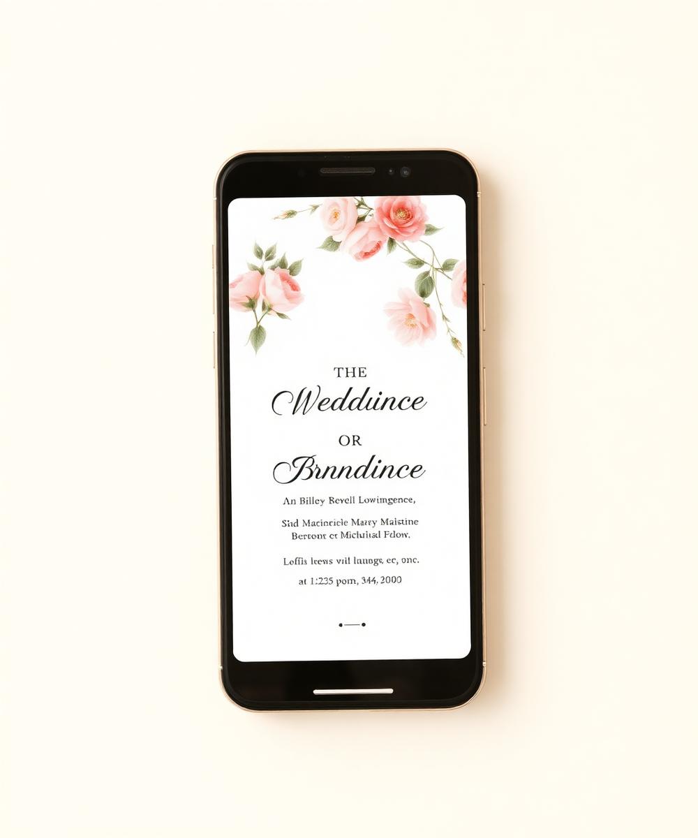 Parte digital de matrimonio en un celular