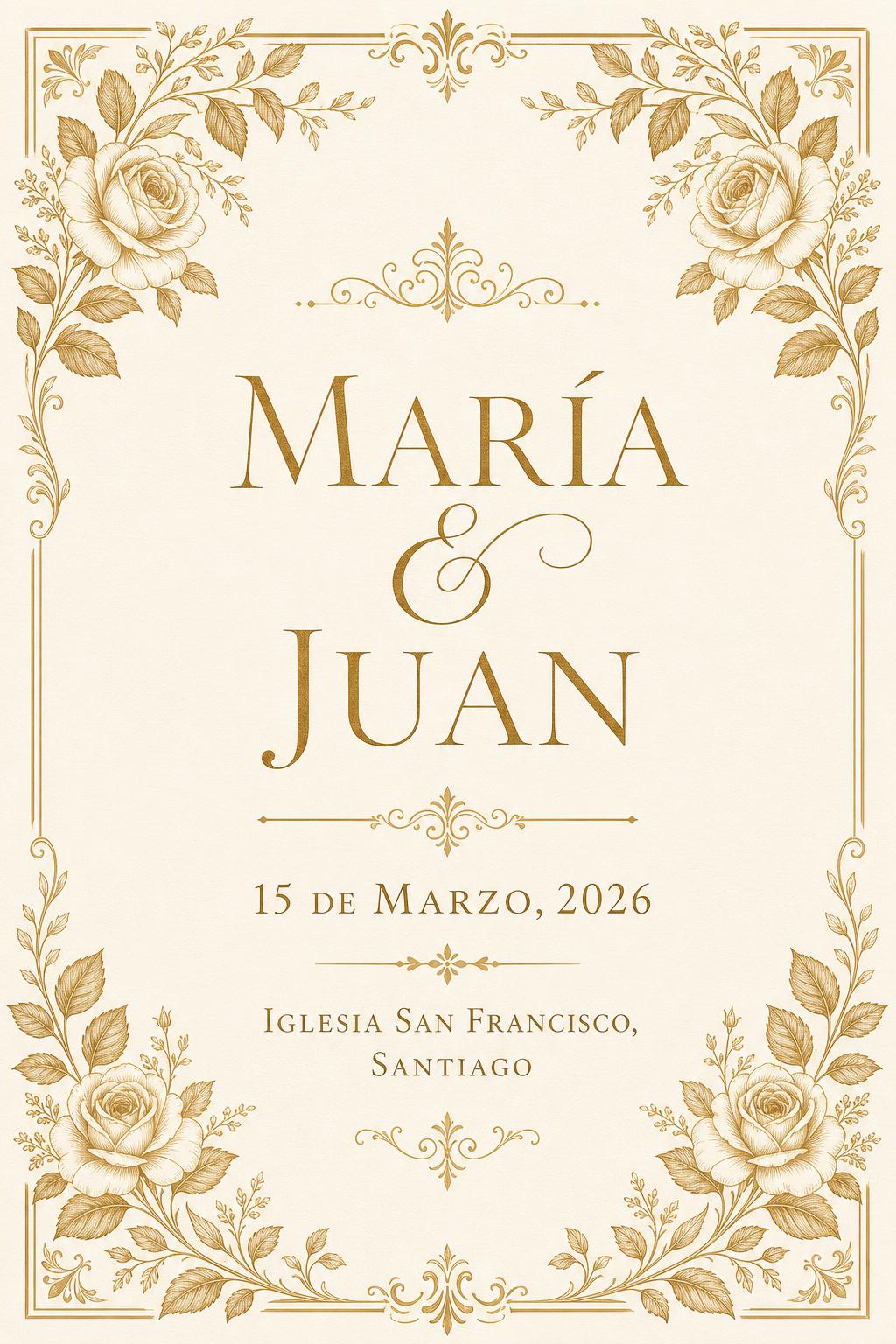 Invitación de matrimonio estilo clásico