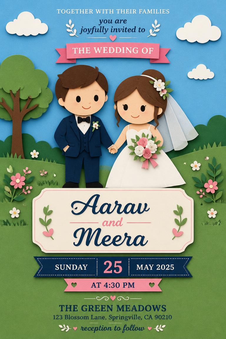 Invitación de matrimonio estilo recortes