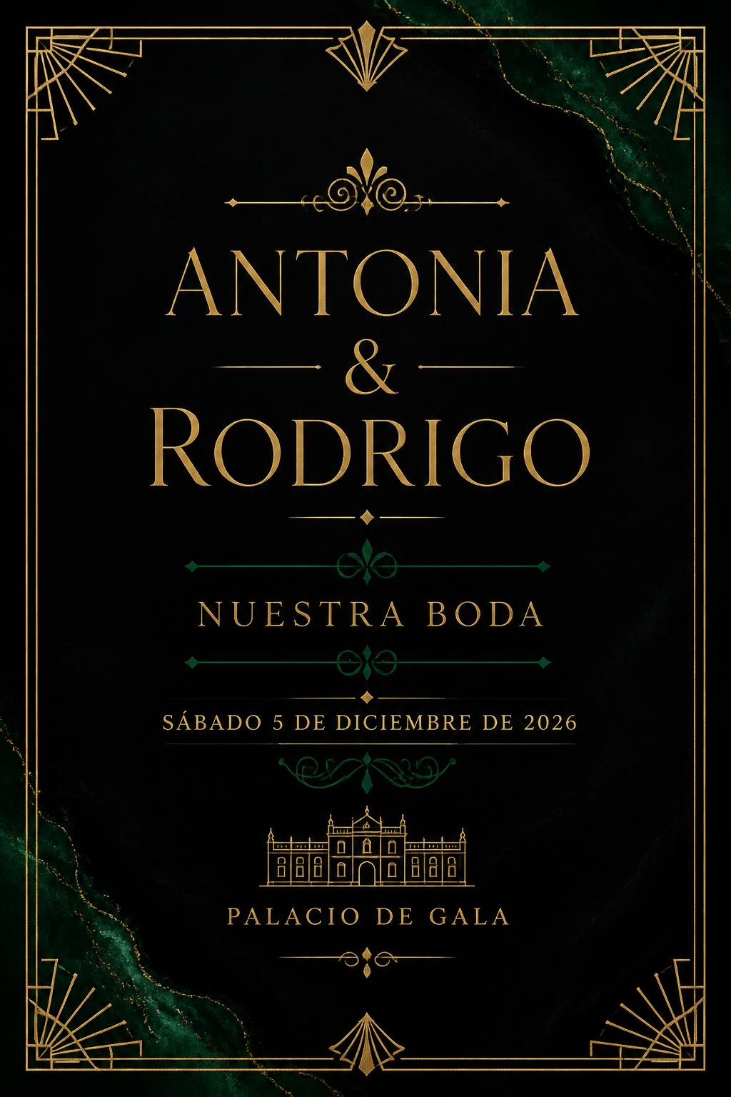 Invitación de matrimonio estilo dark mode