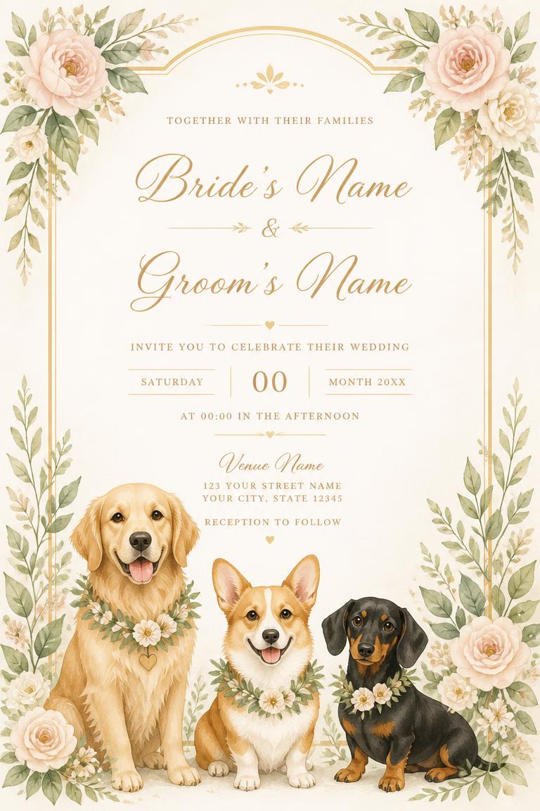 Invitación de matrimonio estilo perritos