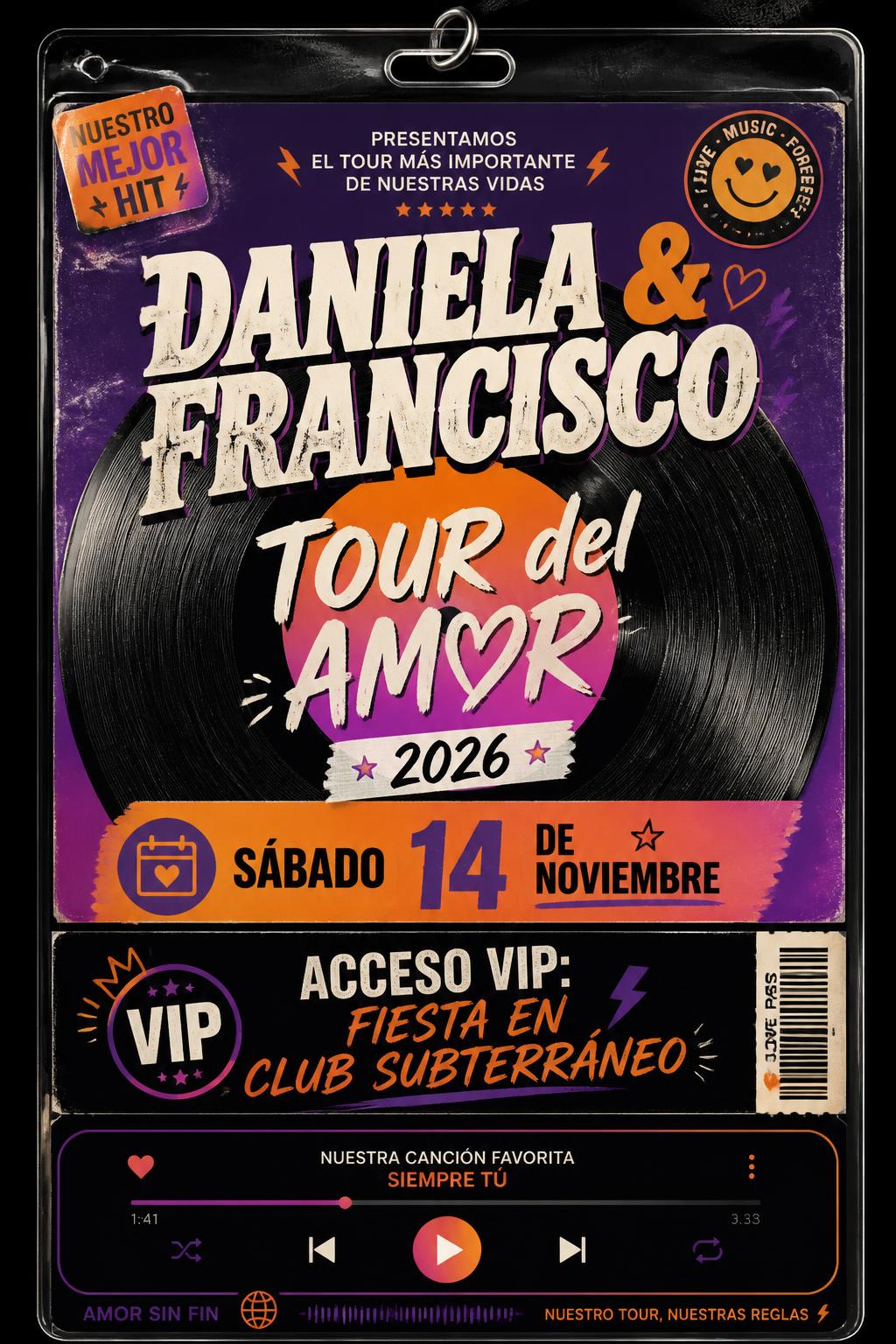 Invitación de matrimonio estilo festival pass