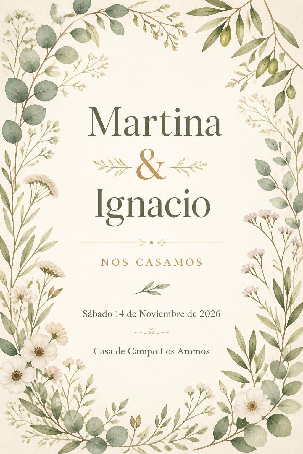 Invitación de matrimonio estilo floral