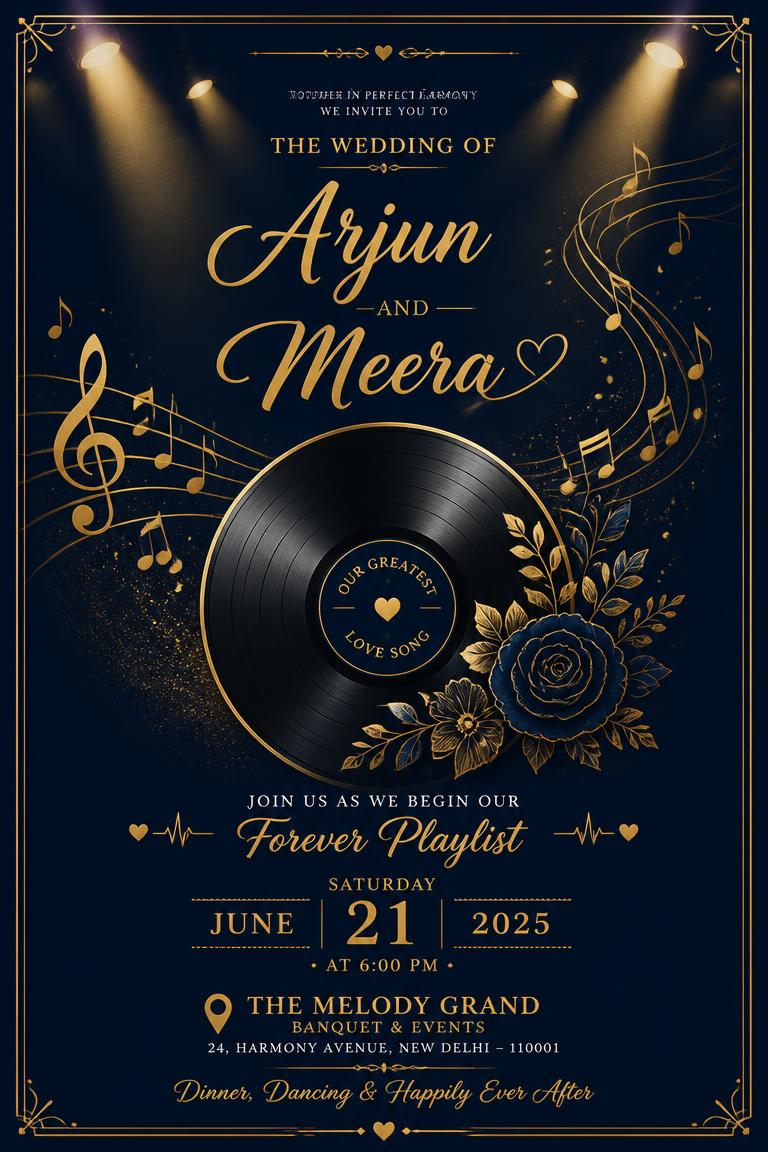 Invitación de matrimonio estilo musical