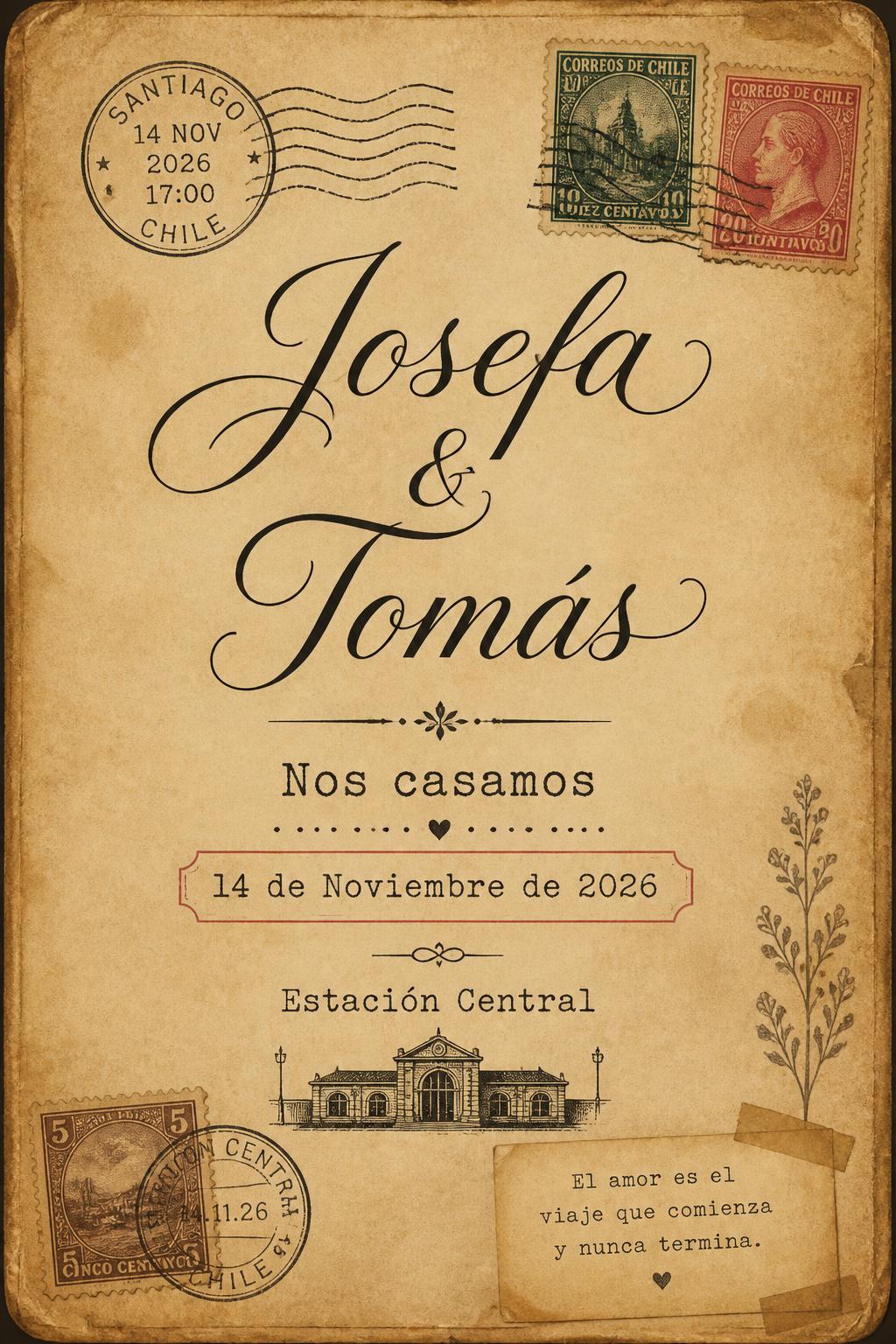 Invitación de matrimonio estilo vintage